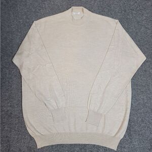 Vtg Gran Sasso Mens Golf Sweater Size 2XL Beige Wool Pullover Mock Neck